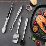 VehiChef BBQ Tools, Grill Tools Set with Spatula, Tongs, Brush, Fork, Stainless Steel Grill Tools, Heavy Duty BBQ Grill Accessories Tools, Grill Set for Outdoor Grill, Grilling Gifts for Men Women
