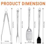 VehiChef BBQ Tools, Grill Tools Set with Spatula, Tongs, Brush, Fork, Stainless Steel Grill Tools, Heavy Duty BBQ Grill Accessories Tools, Grill Set for Outdoor Grill, Grilling Gifts for Men Women