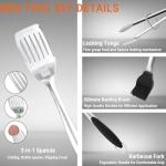 VehiChef BBQ Tools, Grill Tools Set with Spatula, Tongs, Brush, Fork, Stainless Steel Grill Tools, Heavy Duty BBQ Grill Accessories Tools, Grill Set for Outdoor Grill, Grilling Gifts for Men Women