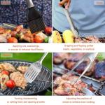 VehiChef BBQ Tools, Grill Tools Set with Spatula, Tongs, Brush, Fork, Stainless Steel Grill Tools, Heavy Duty BBQ Grill Accessories Tools, Grill Set for Outdoor Grill, Grilling Gifts for Men Women