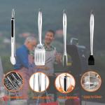 VehiChef BBQ Tools, Grill Tools Set with Spatula, Tongs, Brush, Fork, Stainless Steel Grill Tools, Heavy Duty BBQ Grill Accessories Tools, Grill Set for Outdoor Grill, Grilling Gifts for Men Women