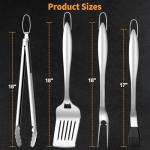 SHINESTAR Heavy Duty Grill Tools Set, Stainless Steel Grilling Accessories with Spatula, Tongs, Fork and Basting Brush, 4PCS, Ideal Grilling Gifts for Man