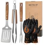 Onlyfire 5-Piece Grill Tool Set, Stainless Steel Griddle Accessories for Outdoor Camp Chef, Multifunctional Grill Utensil Set Including Grill Spatula, Meat Fork, Barbecue Tong and BBQ Gloves