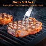 SHINESTAR Heavy Duty Grill Tools Set, Stainless Steel Grilling Accessories with Spatula, Tongs, Fork and Basting Brush, 4PCS, Ideal Grilling Gifts for Man