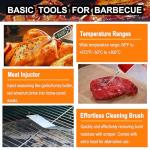 grilljoy 24PCS BBQ Grill Tools Set with Meat Thermometer and Injector - Extra Thick Stainless Steel Fork, Spatula& Tongs - Complete BBQ Accessories in Aluminum Case - Perfect Grill Gifts for Men Grey