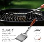 FJNATINH Heavy-Duty Grilling Accessories Rose Wooden BBQ Grilling Tools Set,Outdoor Grill Set with Spatula, Fork, Brush & Tongs,Essential Accessories for Barbecue & Grill. Ideal Gift for Men