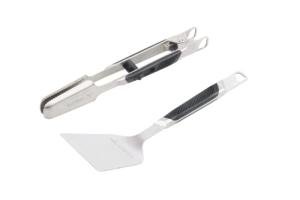Everdure Premium Pack of 2 BBQ Tool Kit: Brushed Stainless Steel Tongs and Spatula with Soft Grip Handles, Durable Heavy-Duty Grilling Tools and Cooking Utensils Set