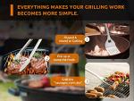 BBQ Grill Accessories, 18” Heavy Duty BBQ Grill Tools Set with Silicone Handle, BBQ Grill Set with Tongs, Spatulas, and Forks, Perfect Grill Utensils Gift for Men, Stainless Steel Grilling Tools.