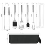 Ribber 7-Piece Stainless Steel Grill Tool Set, BBQ Accessories and Grill Tools with Grill Tongs, spatulas, Fork, Basting Brush,Cleaning Brushes, Skewers, and Case,Gifts for Men