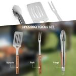 onlyfire 4PCS BBQ Tools, Stainless Steel Griddle Accessories for Outdoor Cooking Camping, Grilling Utensil Set Including Grill BBQ Spatulas, Barbecue Tong, Grill Fork and BBQ Brush