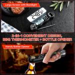 Instant Read Meat Thermometer Digital for Cooking and Grilling, Kitchen Food Thermometer with Foldable Probe Large Backlight Screen & Calibration for BBQ, Smoker, Air Fryer, Oil Fry, Turkey, Beef