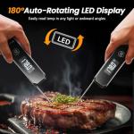 Meat Thermometer Digital, 0.5 Sec Instant Read Food Thermometer for Cooking Grilling Air Fryer, Kitchen Cooking Food Thermometer for BBQ Smoker Oil Fry Candy Thermometers (Grey)