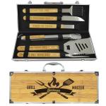 Grill Tool Set, Wooden Grilling Accessories, Heavy Duty Stainless Steel BBQ Grill Tools Set for Outdoor Grill with Spatula, Tongs Aluminum Case for Camping Backyard Barbecue, Grill Set for Men Women