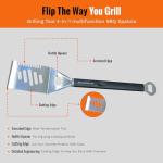 Grill Masters Club 4-in-1 BBQ Spatula | Multifunctional Stainless Steel Grill Spatula with Polypropylene Handle, Serrated Edges, Bottle Opener | Perfect for BBQ grills, kebabs for Camping & Picnics