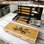 Grill Tool Set, Wooden Grilling Accessories, Heavy Duty Stainless Steel BBQ Grill Tools Set for Outdoor Grill with Spatula, Tongs Aluminum Case for Camping Backyard Barbecue, Grill Set for Men Women