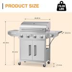 4 Burner Stainless Steel Propane Grill with Side Burner