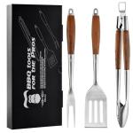 Heavy-Duty BBQ Grilling Tools Set with Spatula, Fork & Tongs