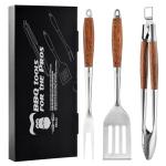 Heavy-Duty BBQ Grilling Tools Set with Spatula, Fork, Tongs