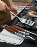 Heavy-Duty BBQ Grilling Tools Set with Spatula, Fork, Tongs