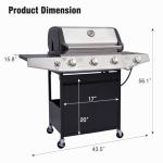 Unovivy 3-Burner Gas Grill with Side Burner