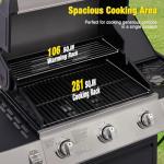 Unovivy 3-Burner Gas Grill with Side Burner