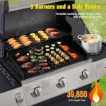 Unovivy 3-Burner Gas Grill with Side Burner