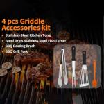 4-Piece Stainless Steel BBQ Grill Tool Set