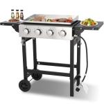 Portable 4-Burner Flat Top Grill with Cart