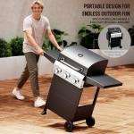 ROVSUN 3-Burner Propane Gas Grill with Folding Shelves