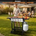 Portable 4-Burner Flat Top Grill with Cart