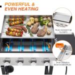 Portable 4-Burner Flat Top Grill with Cart