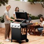 ROVSUN 3-Burner Propane Gas Grill with Folding Shelves