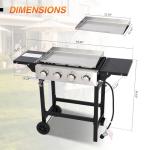 Portable 4-Burner Flat Top Grill with Cart