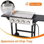 Portable 4-Burner Flat Top Grill with Cart