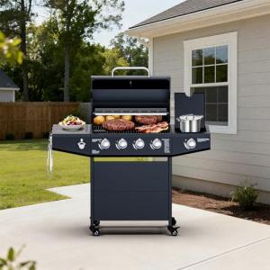 4-Burner Propane Gas Grill with Side Burner
