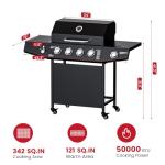 4-Burner Propane Gas Grill with Side Burner