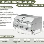 Bestfire 3-Burner Portable Gas Grill for Camping