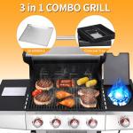 4 Burner Propane Gas Grill with Smoker & Griddle