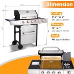 4 Burner Propane Gas Grill with Smoker & Griddle