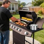 4-Burner Propane Gas Grill with Side Burner