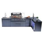 Modular BBQ Kitchen Island with Electric Rotisserie