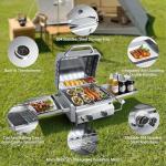Portable Stainless Steel Gas Grill with Dual Side Tables
