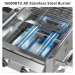 Portable Stainless Steel Gas Grill with Dual Side Tables