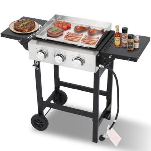 3-Burner Gas Grill with Stainless Steel Griddle