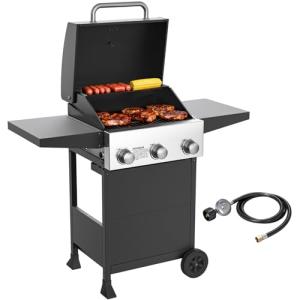 Veralune 3-Burner Gas Grill with Thermometer & Side Shelves
