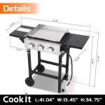 3-Burner Gas Grill with Stainless Steel Griddle