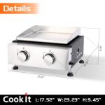 Portable 2-Burner Tabletop Gas Griddle Grill