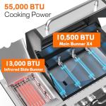 4-Burner Gas Grill with Infrared Side Burner