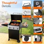 Veralune 3-Burner Gas Grill with Thermometer & Side Shelves
