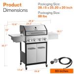 4-Burner Gas Grill with Infrared Side Burner